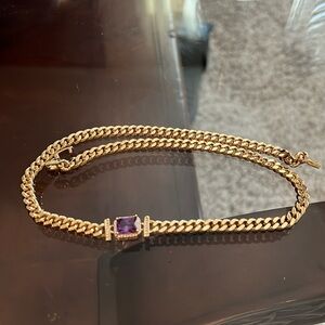 Gold Amethyst Chain Necklace